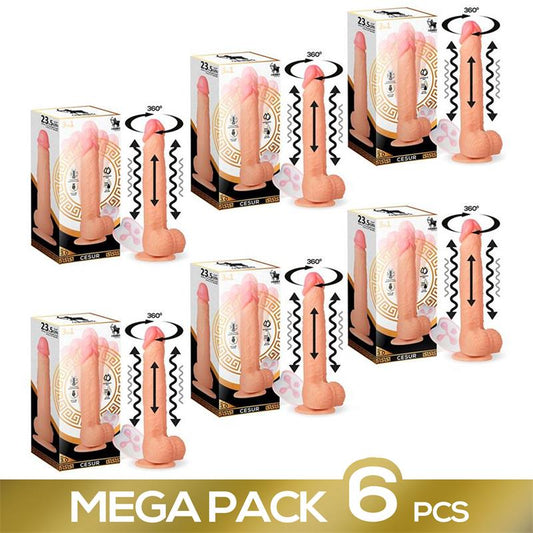 Pack of 6 Cesur 30 Realistic Dildo with Vibration 360º Undulating Movement and Telescopic