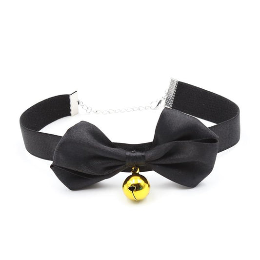 Collar with Bow and Bell 29 cm Size M Black