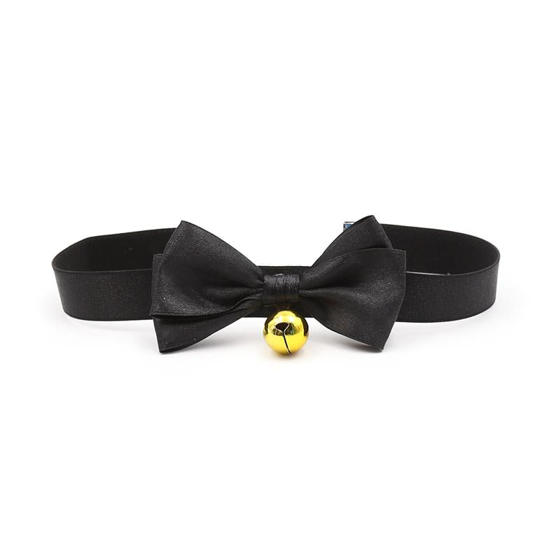 Collar with Bow and Bell 29 cm Size M Black