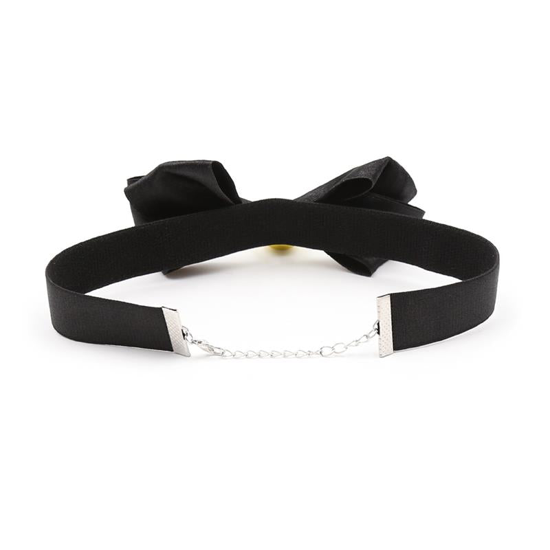 Collar with Bow and Bell 36 cm Size L Black