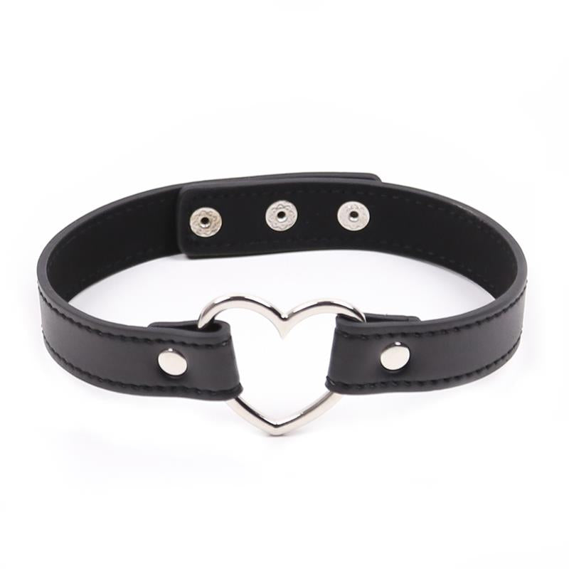 Collar with Heart Shaped Hoop Adjustable 415 cm Black