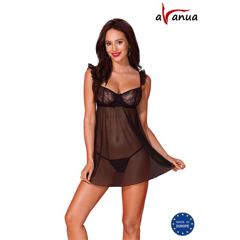 Milagros Chemise and Thong Black