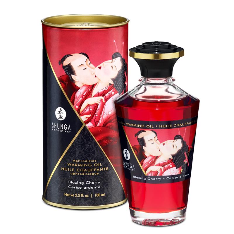 Shunga Warming Massage Oil Blazing Cherry Aroma