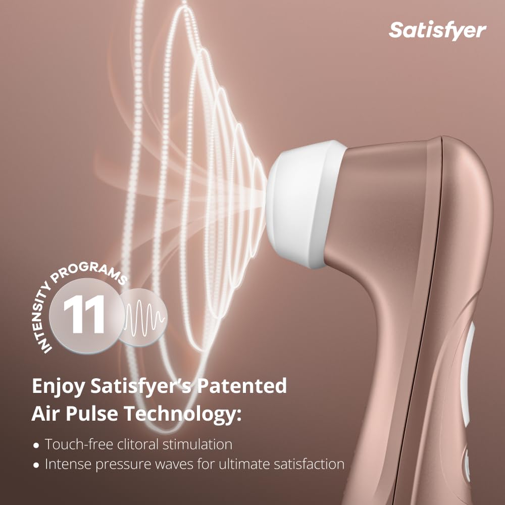 Satisfyer Pro 2 Next Generation, Succionador de clítoris con 11 niveles de intensidad para estimulación sin contacto, vibrador de contacto con batería, impermeable, para mujeres, Oro Rosa.